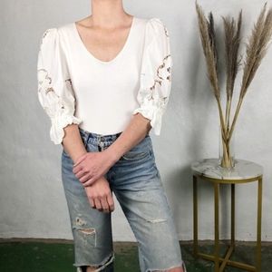 Vintage Puff Sleeve White Bodysuit